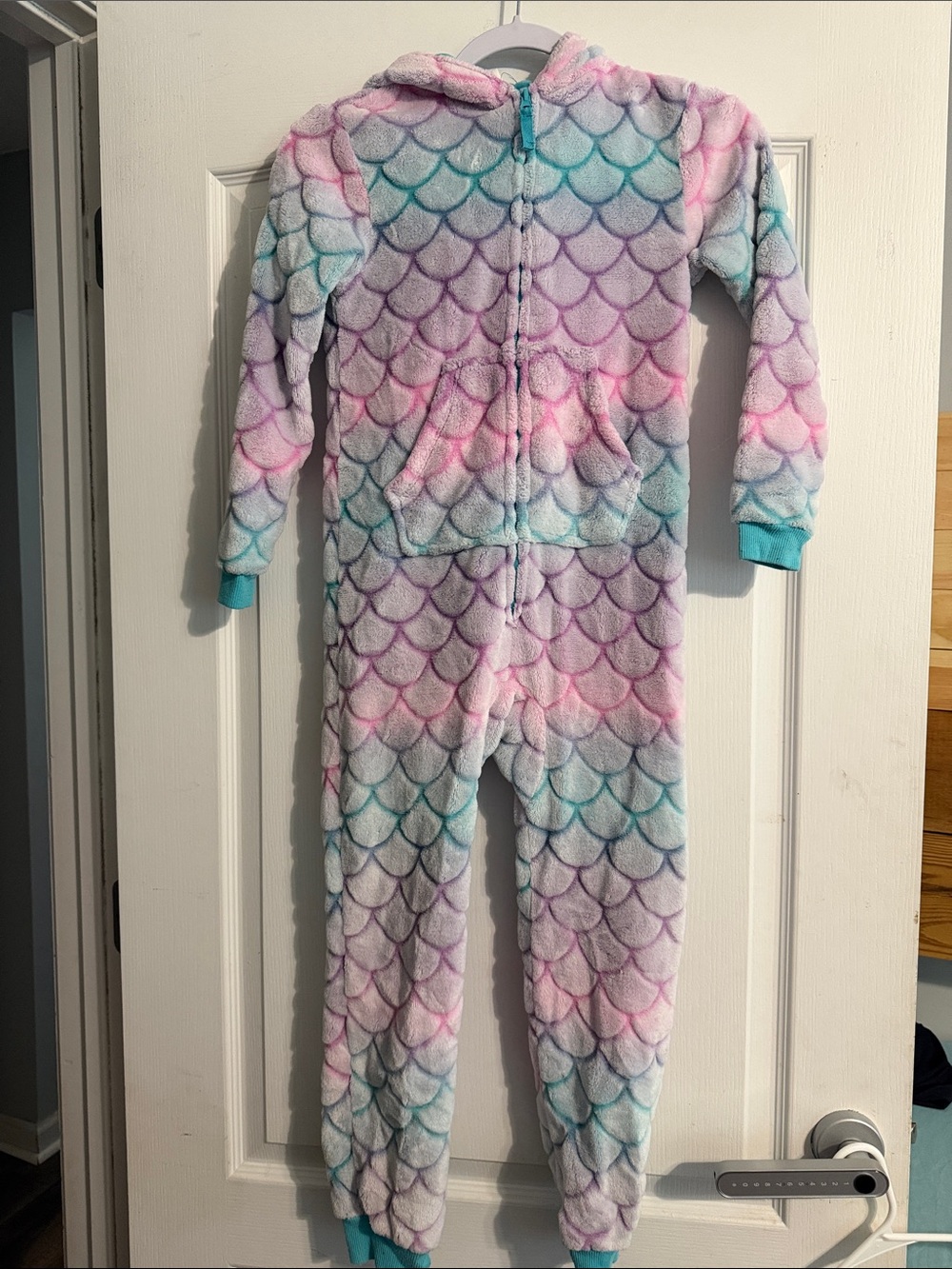 Cat & Jack Plush Mermaid-Scale One-Piece Jumpsuit - Pastel Pink, Purple & Blue